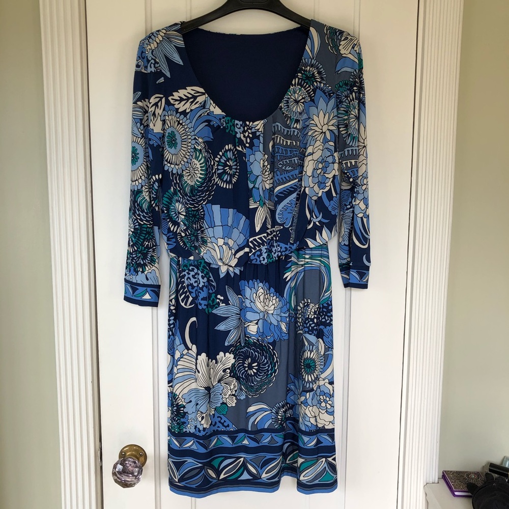 Blue floral print Donna Morgan Dress
